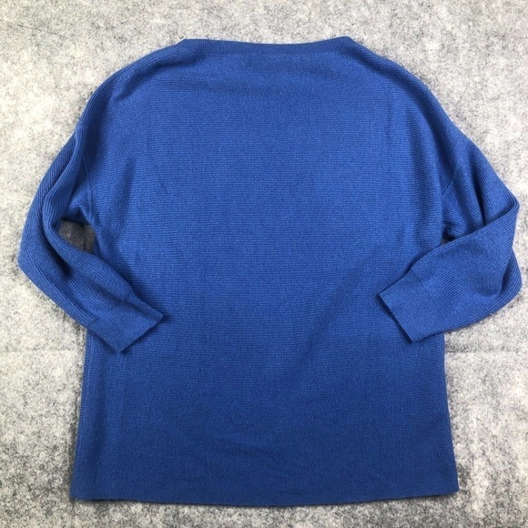 J. Crew E1382 Women Blue Wool Blend Oversize Crew Neck Pullover Sweater Size L - Picture 7 of 7